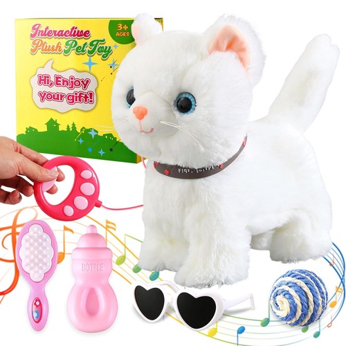 White leash walking cat - white,